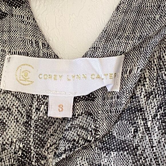 Corey Lynn Calter Jumpsuit Small • Gray Botanical Leaf Print • Wide Leg Linen Bl - Picture 3 of 10